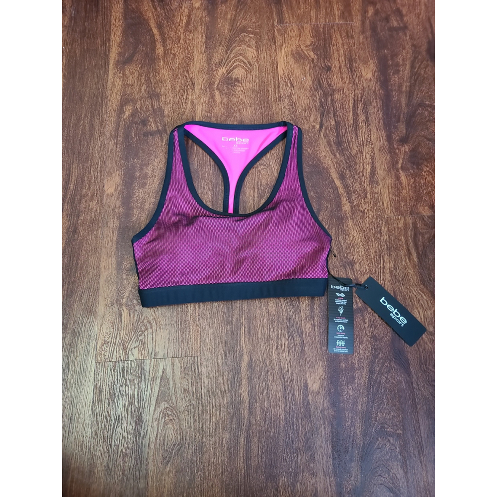 Sports Bra Bebe Hot Pink Black size XS NWT